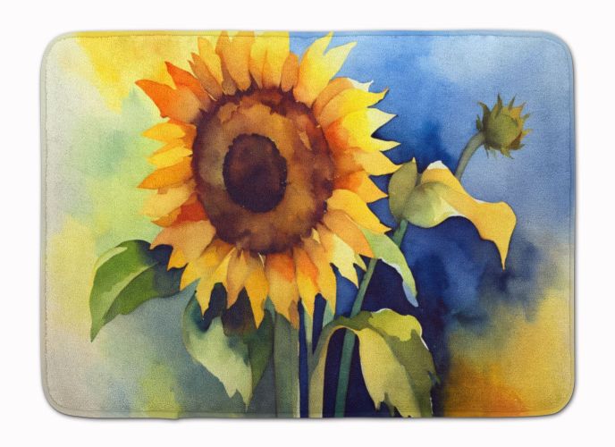 Sunflowers in Watercolor Memory Foam Kitchen Mat Machine Washable Anti-Fatigue Mat Cushion Comfort Bath Mat or Kitchen Rug