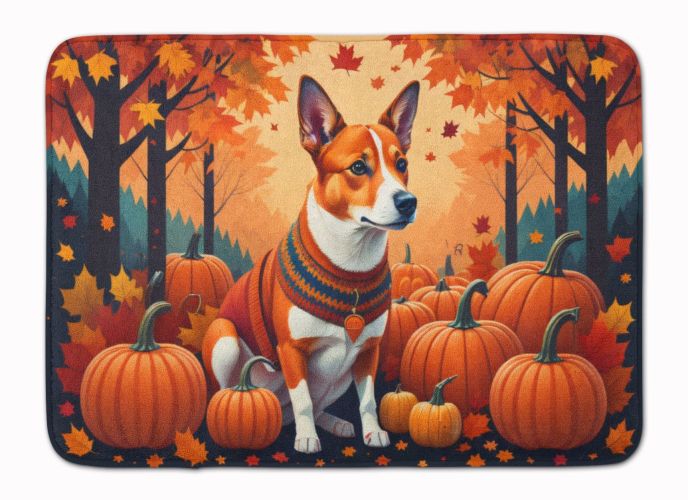 Red Basenji Fall Memory Foam Kitchen Mat Machine Washable Anti-Fatigue Mat Cushion Comfort Bath Mat or Kitchen Rug