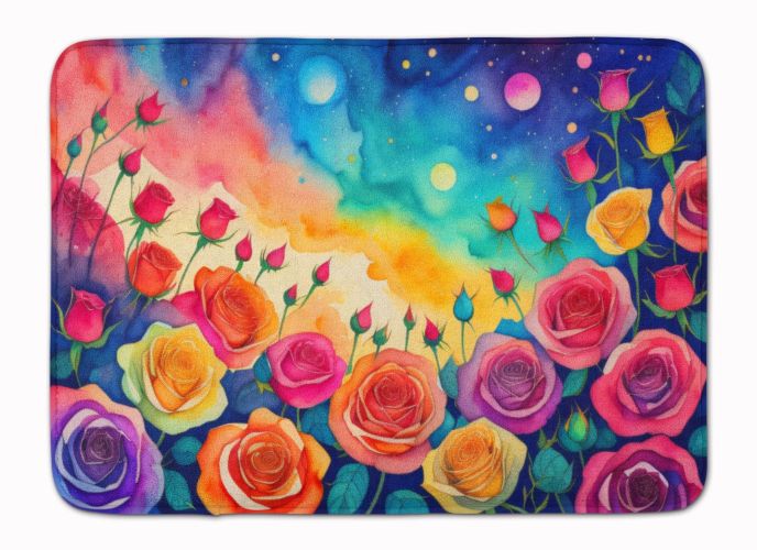 Roses in Color Memory Foam Kitchen Mat Machine Washable Anti-Fatigue Mat Cushion Comfort Bath Mat or Kitchen Rug