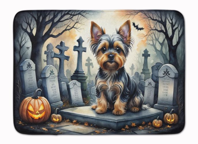 Yorkshire Terrier Spooky Halloween Memory Foam Kitchen Mat Machine Washable Anti-Fatigue Mat Cushion Comfort Bath Mat or Kitchen Rug