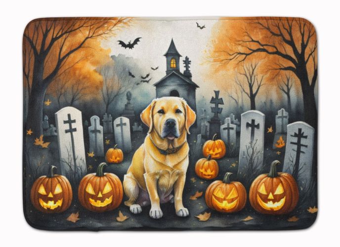 Yellow Labrador Retriever Spooky Halloween Memory Foam Kitchen Mat Machine Washable Anti-Fatigue Mat Cushion Comfort Bath Mat or Kitchen Rug