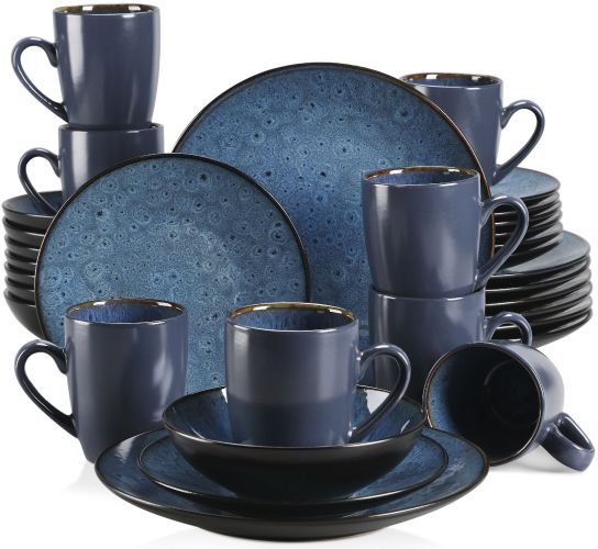VANCASSO BUBBLE 16/32/48-Piece Tableware Set Vintage Ceramic Blue/Brown Stoneware Set with Dinner&Dessert Plate,Bowl,Coffee Cups VANCASSO BUBBLE 16/32/48-Piece Tableware Set Vintage Ceramic Blue/Brown Stoneware Set with Dinner&Dessert Plate,Bowl,Coffee Cups