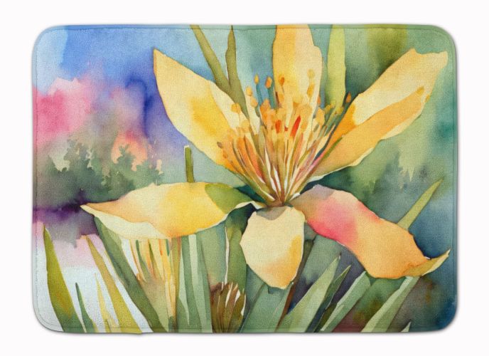New Mexico Yucca Flower in Watercolor Memory Foam Kitchen Mat Machine Washable Anti-Fatigue Mat Cushion Comfort Bath Mat or Kitchen Rug